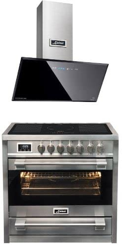 Kaiser Cuisinière à induction HC 93691 IR+AT 9430 F ECO, Cuisinière électrique 90 cm /5 zones de cuisson+hotte aspirante, 90 cm