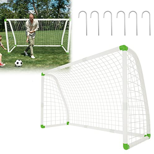 VA-Cerulean PVC-Fußballtore,Tragbares,Wetterfest,Fussballtor für Adults,das ganze Jahr über bei jedem Wetter draußen und drinnen(245x90x155cm)