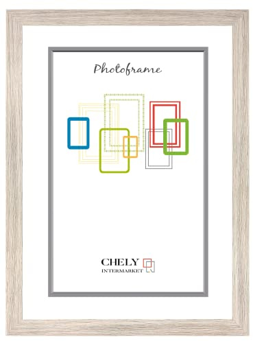 CHELY INTERMARKET MOD-274 Marco Fotos Decorativo 40x50cm Madera Estilo Elegante Moldura Relieve Cuadro Color Gris Marrón 2018 Fotografía Vertical Horizontal Cristal Protección Hogar Clásico