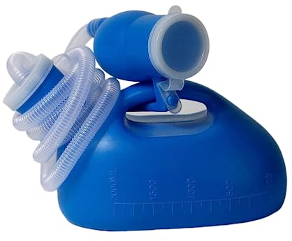 Urinflasche für Herren, 2000 ml, mit 1,6 m Schlauch, blaues Urinal
