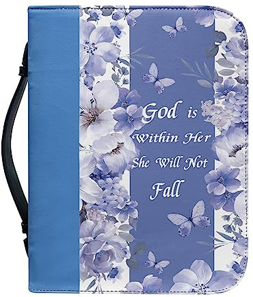 Dajingkj Bibelhülle Mit Reißverschluss Groß Leder Bible Covers Damen Blumen Bibeltasche Damen Tasche Bibel Buch Kirche Henkeltaschen