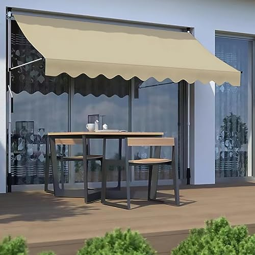 HIAPES Markise Balkon, Klemmmarkise, Retractable Manual Awning, Markise 3/4m Breit ohne Bohren Wasserdicht, für Terrasse (Weiß Stehen) 2m WeißerStänder-4