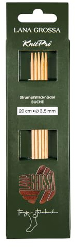 Lana Grossa Strumpfstricknadel Holz | leicht & angenehm in der Hand | aus robustem Buchenholz | ideal für Socken, Ärmel & Co | glatte Oberfläche | 20/2,75