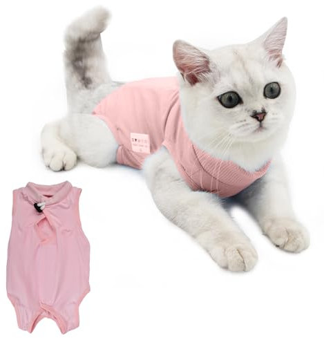 Katzenbody Nach op Kastration Katze, Katzen Body für Katzen Operation, Recovery Suit Katze, Chirurgischer Genesungsanzug, Professioneller Erholungsanzug für Bauchwunden Oder Hautkrankheiten (L, Rosa)