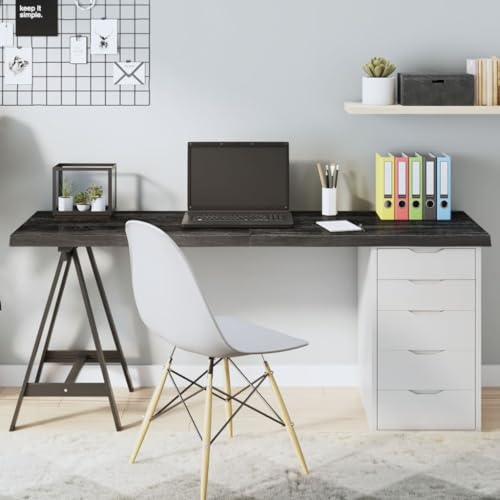 TANZEM Tischplatte Dunkelgrau 160x60x4 cm Massivholz Eiche Behandelt, Arbeitsplatte, Holzplatte, Schreibtischplatte, Waschtischplatte, Küchenarbeitsplatte