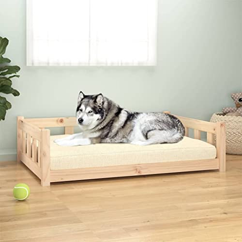 Homgoday Hundebett aus massivem Kiefernholz, 105,5 x 75,5 x 28 cm, Bett für Hunde, Haustiere, Katzen, Bettgestell Typ 1
