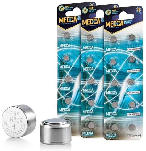 AG5 LR754 Batteries - 30 Count Pack - 1.5V Alkaline 754 LR48 193 Battery Button Coin Cell Batteries