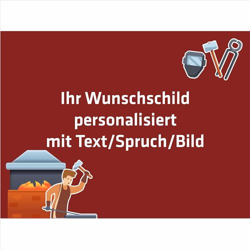 INDIGOS UG - Aluverbundplatte Schild - Beruf - Schmied - 20x15 cm - Firmenschild - wetterfest personalisiert mit Foto, Logo und Text - individuelle Schilder für Tür, Wand, Büro Garage