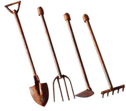 Milisten 4 Stück Mikrolandschaftswerkzeuge Zen-gartengeräte Mini-feengarten-Accessoires Puppenhaus-Bonsai-Werkzeuge Kleines Gartengerät Zinklegierung Kleines Miniatur