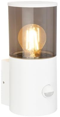 TELEFUNKEN - Wandleuchte Aussen mit Bewegungsmelder, Spritzwasserschutz, Dämmerungssensor, Aussenlampe, Wandlampe, Strahler, Außenbeleuchtung, Außenleuchte, 24x13,5x10,5 cm, Weiß