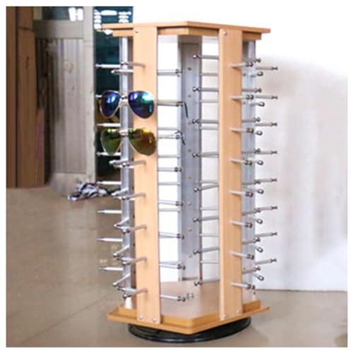 360 ° drehbarer Brillenständer Sonnenbrillenhalter, Kommerzieller Sonnenbrillenständer Gläser Display Rack, Brillendreh-Organizer-Rack Brillenhalter, Tisch-Organizer für Brillen aus Holz