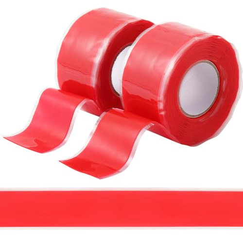 GORGECRAFT 2 Rollo 6m*25mm Cinta de Silicona Autofundible Cinta Aislante de Sellado de Reparación Impermeable Roja Cinta Eléctrica Multiusos para Sellar Fugas de Manguera de Radiador Reparación