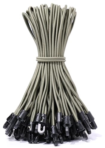 JunGG Bungee Cords with Hooks 12 Pcs 10 Inch Elastic Bungee Ropes with Hooks - Short Tarpaulin Hooks - Small Bungee Rope