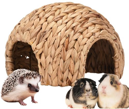 Salyeeluly Kaninchenhäuser und Verstecke | Grashäuser für Kaninchen, Meerschweinchen und Hamster | Natürliches und sicheres Meerschweinchenhaus | bequemes Rohrkolben-Kaninchen-Versteck