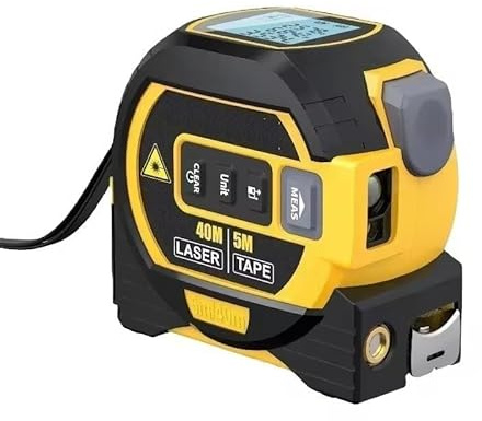 A.D. International - Metro a nastro laser 3 in 1, ricaricabile, 50 m, con gancio magnetico mobile, modalità pitagorica, misura distanza, area e volume
