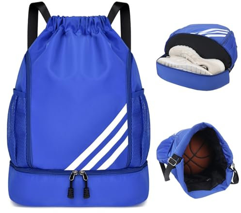 MOSTEDE Sport Beutel Mode Sport Rucksäcke Fußball Rucksack Rucksack Mit Schuhfach Drawstring Bag Turnbeutel Mit Kordelzug Mit Wasserflaschen-netztaschen Sportrucksack Für Herren Damen Kinder Jugend