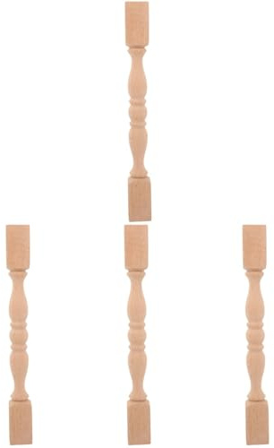 jojofuny Lot de 4 colonnes de Table en Bois sculpté - 9,5 x 3,3 x 0,8 Pouces - Poteaux de Meubles Romains Non Peints - pour Accessoires de Meubles et décoration intérieure
