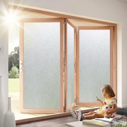 Selbstklebend Milchglasfolie 75 x 600 cm, Selbsthaftend Blickdicht, Entfernbar, Kein Kleber, Rückstandslose, Wiederverwendbar, Milchglasfolie Statisch Haftend, Rein matt