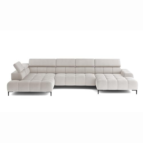 DomiMeble DomoHome Ecksofa Plaza-U Stoff SOLAR Eckcouch Inkl. Mit Bequemer Flauschiger Rückenlehne Lang Links 216cm Kurz Rechts 177cm Industrial Style U-Form Links 385x99x216cm BxHxT ESCHE