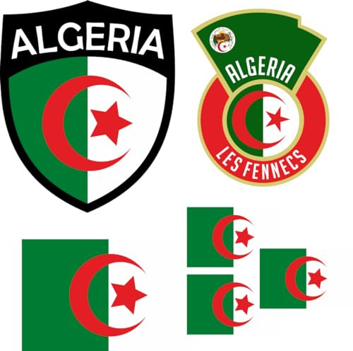 Algerien Aufbügler Wappen Transferbügeln Zum Aufbügeln 6 Stück Kleidungsstücke T-Shirt Bügelmotiv - 6B