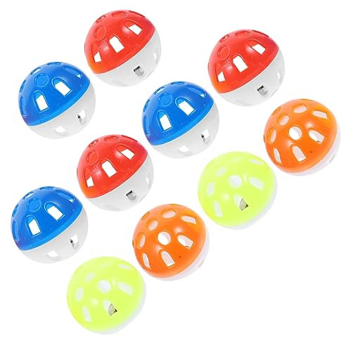 BUGUUYO 10St Hohle Glockenkugel Vogelbälle Papageienkäfig Glocke Nymphensittich Spielzeug knete Spielzeug kau Vogelkäfig Glocke Vögel, die Schleifen Plastik