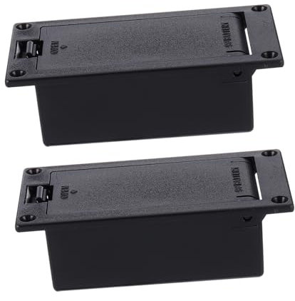 JEWEDECO Boîtier de Batterie 9v Plastique et Métal Facile à Installer Petit et Pratique, Lot de 2 Pièces pour Micro de Guitare Active pour Guitare et Basse