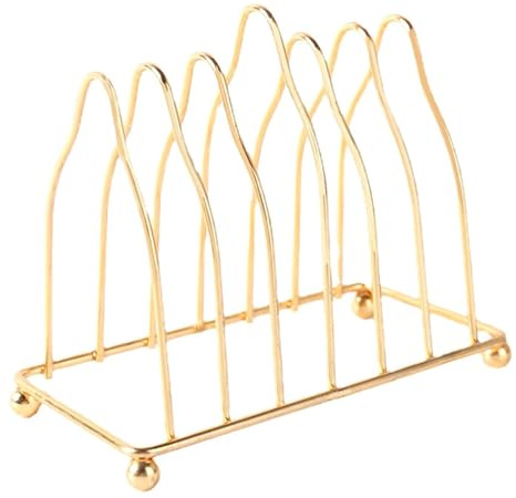 LIFKOME Portascolapiatti in Ferro Dorato Design a Drenaggio e Struttura Triangolare, Organizer da Tavolo Resistente per Accessori Cucina Salvaspazio e Decorativo