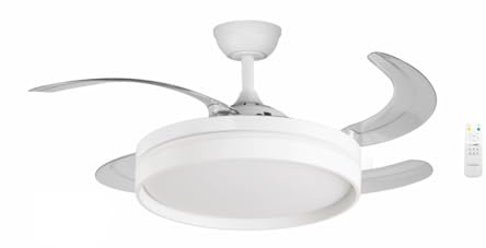 Bastilipo - Ventilador techo con palas retractiles, motor DC 40W, mando a distancia, Luz LED 3 colores 36W, modelo FALESIA