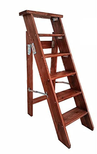 6 Step Wooden Step Stool Ladder Folding Solid Wood Chair for Home Multifunctional Flower Holder & Shoe Shelf Ideal Kitchen & Household Solution