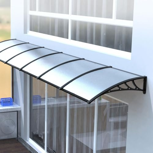 Auvent De Porte Aluminium, Marquise De Porte D'Entrée, Auvent De Porte D'Entrée Résistante, Toit Marquise En Polycarbonate Gris Moderne, Abri De Protection(80 * 120cm/24 * 47in)