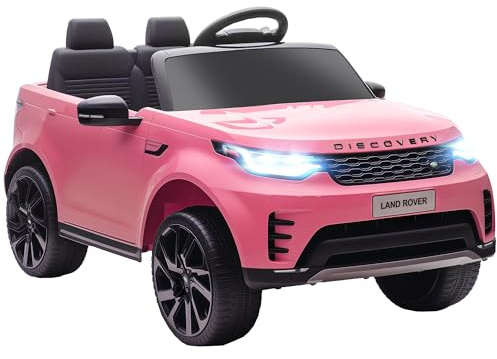 AIYAPLAY Land Rover Discovery Licensed 12V Electric Car for Kids, Ride on SUV with Remote Control, 4 Wheel Suspension System, Slow Start, LED Lights, Music, for 3-6 Years Old, Pink