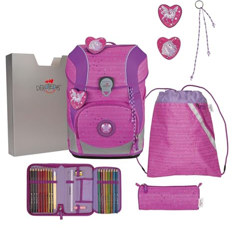 DerDieDas Schulranzen ErgoFlex Tiny Set 6-teilig Purple Unicorn pink