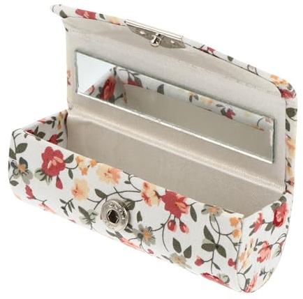 NUOBESTY Custodia Bianco Rossetto con Floreale e per Specchio Retrò Portarossetti Raffinato Compatta Portatile da Borsa per Donne
