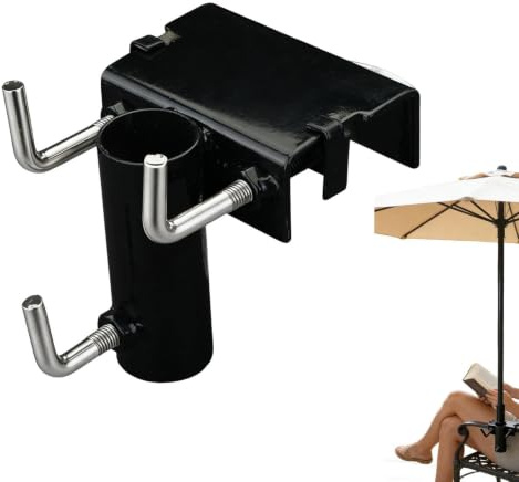 Husoiuy Supporto con Morsetto per Ombrellone,Regolabile Universale Antiruggine Resistente - Morsetto per Ombrello da Sedia da Terrazzo,per Balcone, Giardino, Spiaggia, Campeggio, Trekking