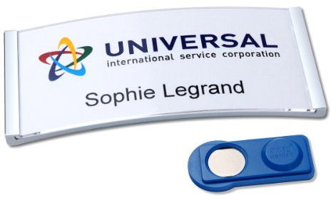 AVERY Zweckform polar35 Namensschilder 20 Stück (80x34mm, 20 Schilder mit Magnet, verdrehsicher, mit blanko Einsteckschildern zum Bedrucken, magnetische Namensschilder für Kleidung) edelstahl matt