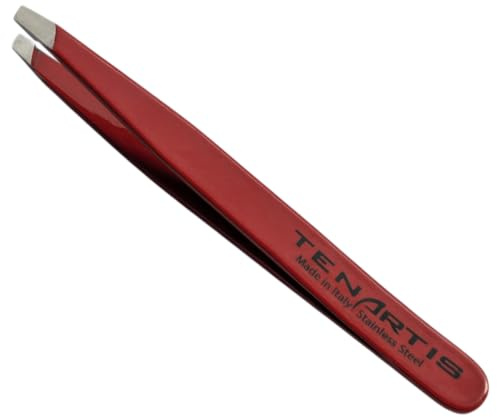 Pinza Depilar Sesgada Inox Roja - Tenartis Made in Italy