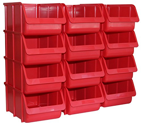 12x Profi Sichtboxen PP Größe 4 rot NEU Stapelbox Sicht-Lagerbox Boxen Sichtbox