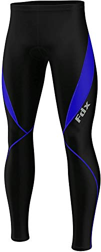 FDX Men’s Thermal Cycling Tights, 3D Padded, Water Resistant, Lightweight, Super Roubaix Fabric, Winter Cycle Trousers, Bike Riding Pants, Highly Elasticated Bicycle Leggings (Black/Blue, Medium)