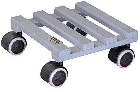 Wagner Växtroller CREO 19 x 19 x 8 cm I Växtroller för inomhusbruk I Blomrulle av FSC® massivt trä, bokgrå I träskoter I Lastkapacitet 50 kg I Tillverkad i EU – 20080901