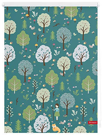 Lichtblick Klemmfix Verdunklungs-Rollo mit Motiv, ohne Bohren, Blickdicht, Seitenzugrollo, Made in Germany, Leni - Grün 100 x 150 cm (B x L)