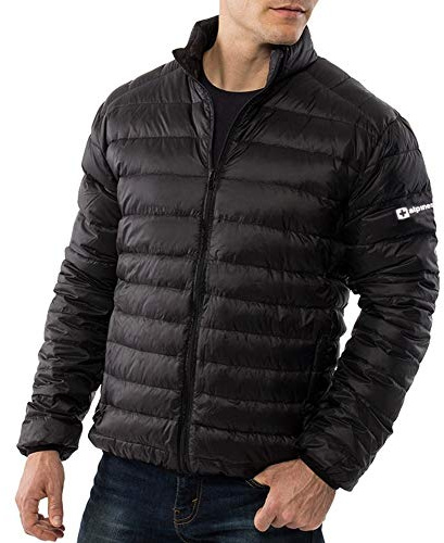 alpine swiss Niko Herr Alternativ Dunjacka Varm och Lätt Isolering Vikbar Dunjacka, Svart, XL