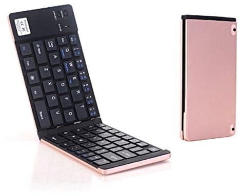 GENOVATION Pieghevole Tastiera Bluetooth 3.0,Ultrasottile e Portatile Wireless Tastiere con Sistema iOS per iPad, iPhone e Mac (Sopporto Layout Italiano)- Rosa