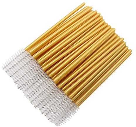 300 Pcs Disposable Mascara Wands Brushes Eyelash Extensions Eye Lash Wand Makeup Applicators Tool, Gold/White