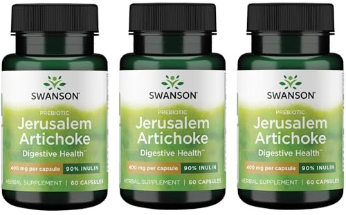 Swanson Prebiotic Jerusalem Artichoke - 90% Inulin 400 mg 60 Caps (3 Pack)