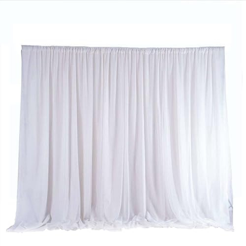 Trimming Shop 3x6m White Polyester Backdrop Curtain Wrinkle Free Fabric | Smooth Pleated Drapes with Rod Pocket, Washable Photography Backdrop for Weddings, Parties, Events & Stage Décor