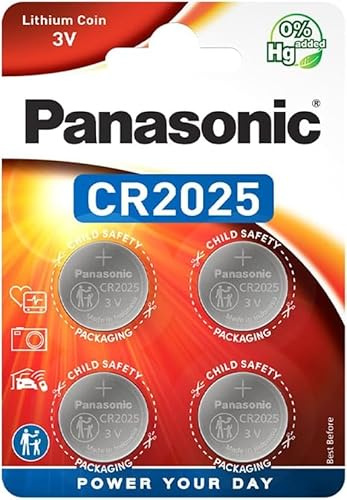Panasonic CR2025 Lithium Knopfzelle, 3V, 12 Packungen (48 Stück)
