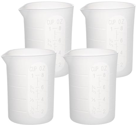 Gartful 250ml Silicone Measuring Cups, 4 PCS Large Nonstick Reusable Silicone Mixing Cups Durable Easy Clean for Epoxy Resin, Casting Molds, Stain Jewelry Making, Waxing, DIY, Art, Craft