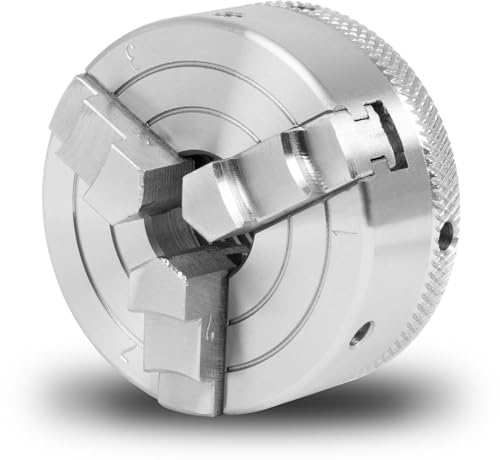 EBERTH Dreibackenfutter mit 50 mm Durchmesser, 2 3-Backenfutter Selbstzentrierend, Anschluss-Gewinde 1 -8 TPI, Inkl. Spannwerkzeug, Drechselbank Zubehör, Hochwertiges Drechselfutter, Spannfutter