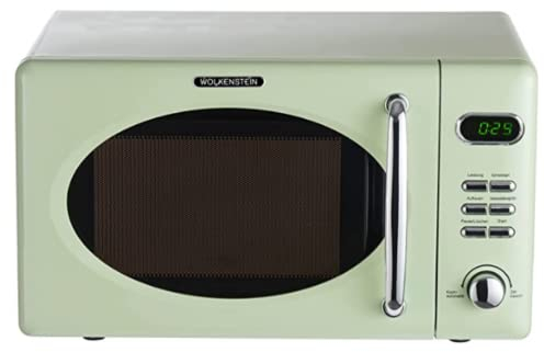 Wolkenstein Retro Stand Mikrowelle WMW720 I 700W Mikrowellenleistung I 20L Garraum I5 Leistungsstufen I 8 Garprogramme IAuftaufunktion I Metall-Gehäuse I Drehteller (24,5cm) I LED-Display (Green)