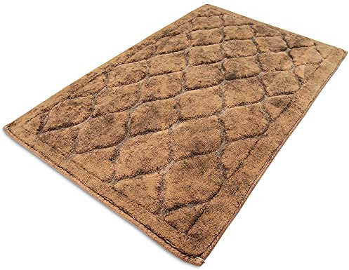MeralHome Badezimmerteppich karamell groß 70 x 120 cm, weich rutschfest waschbar Badematte, Badteppich für Badezimmer, Badvorleger für Bad und Toilette
